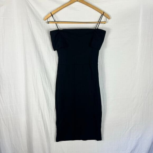 Zara Women's Basic Collection Little Black Dress LBD Small Off the Shoulder - Picture 6 of 6